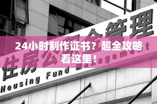 连城24小时制作证书？超全攻略看这里！